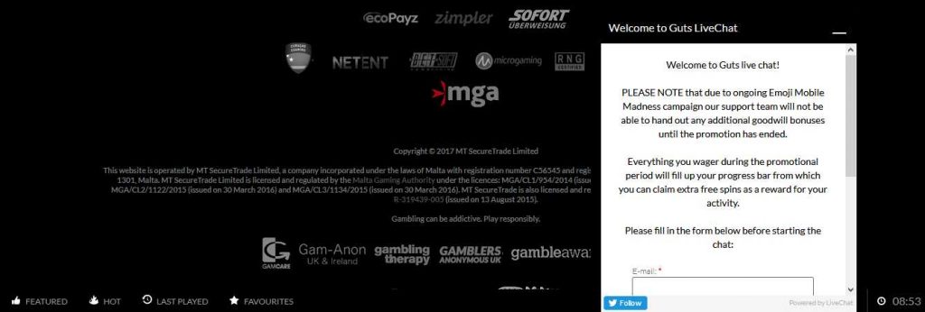 Guts Customer support service