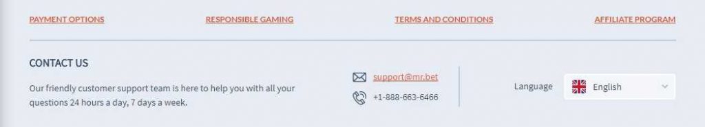 MR Bet Customer support
